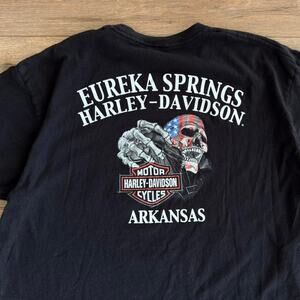 Harley Davidson Eureka Springs Skull XL Black V Twin Biker Tee